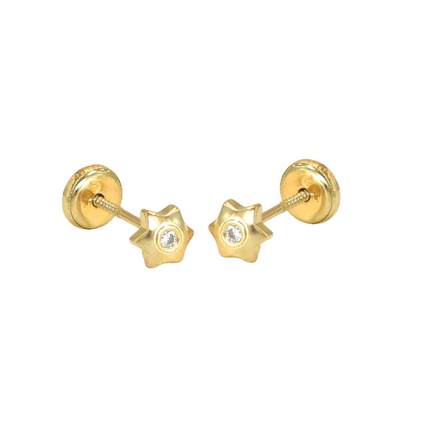 14k yellow gold jewish star stud earrings with pave set hotsell CZ's and screw backs