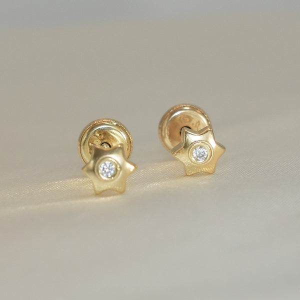 Star Earrings 14k SOLID Yellow Gold Studs offers Sparkle Mirror Polish Finish Recycled Eco Friendly Gold