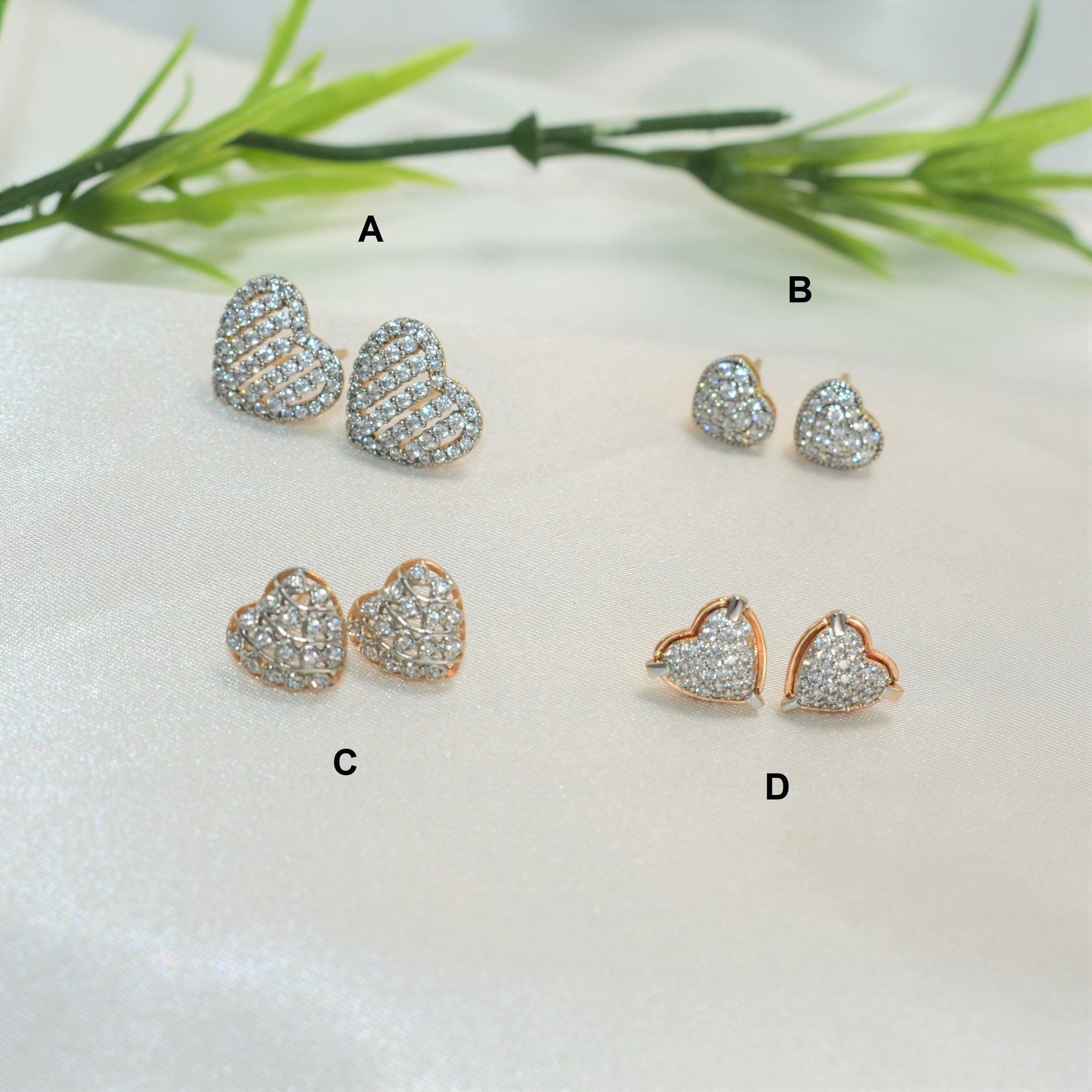 CZ Heart Earrings Gold Plated CZ Love Studs Dainty Minimalist Studs Gift For Her