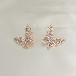 Butterfly Studs - Gold Plated Sparkling Mariposa Earrings for her