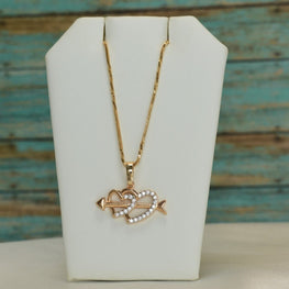 Heart and Arrow Pendant Necklace - Heart 14K Gold Plated Necklace - Women, Unisex