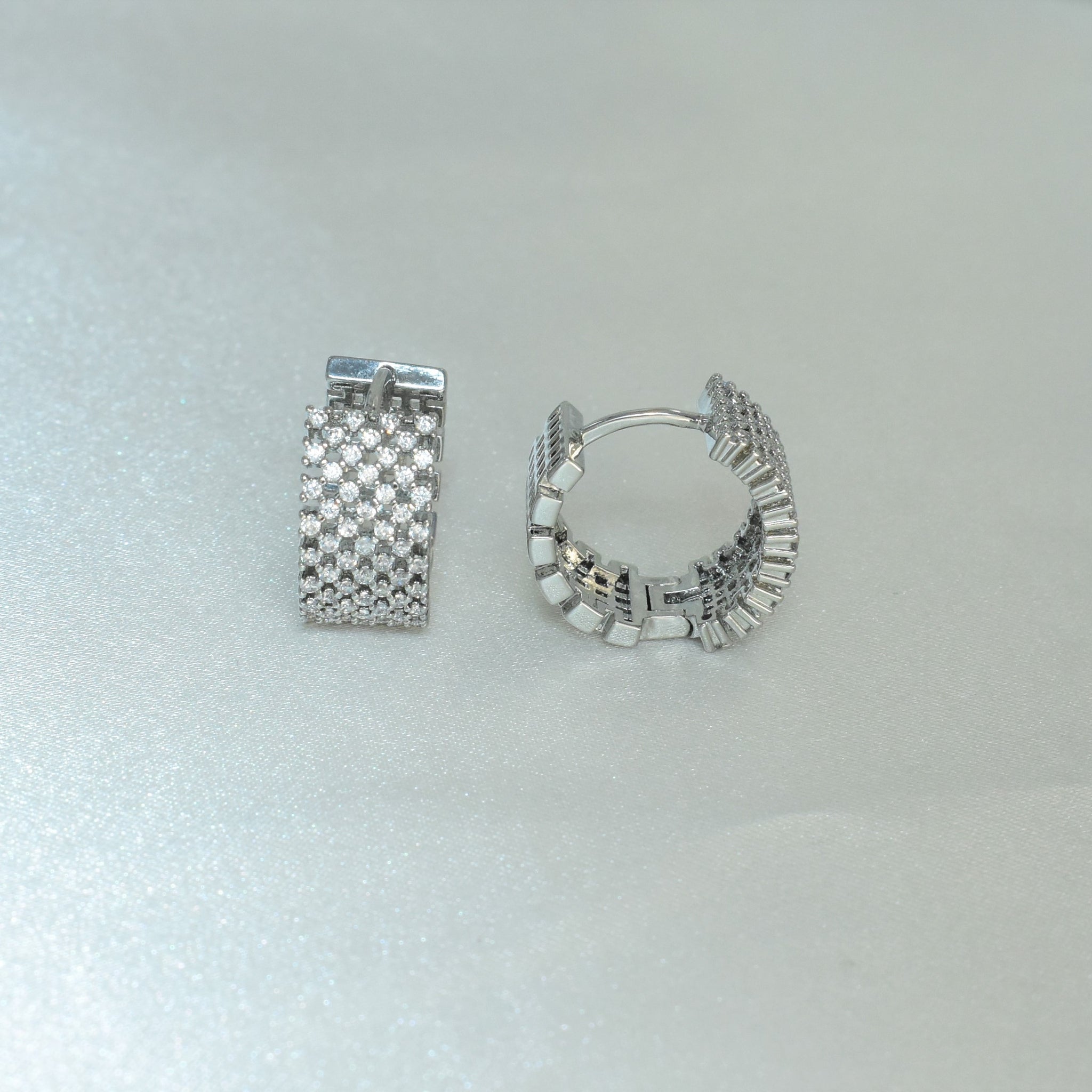 Micro Pave Huggie Earrings, Silver Plated CZ Dainty Hoop Earrings, Gift For Her