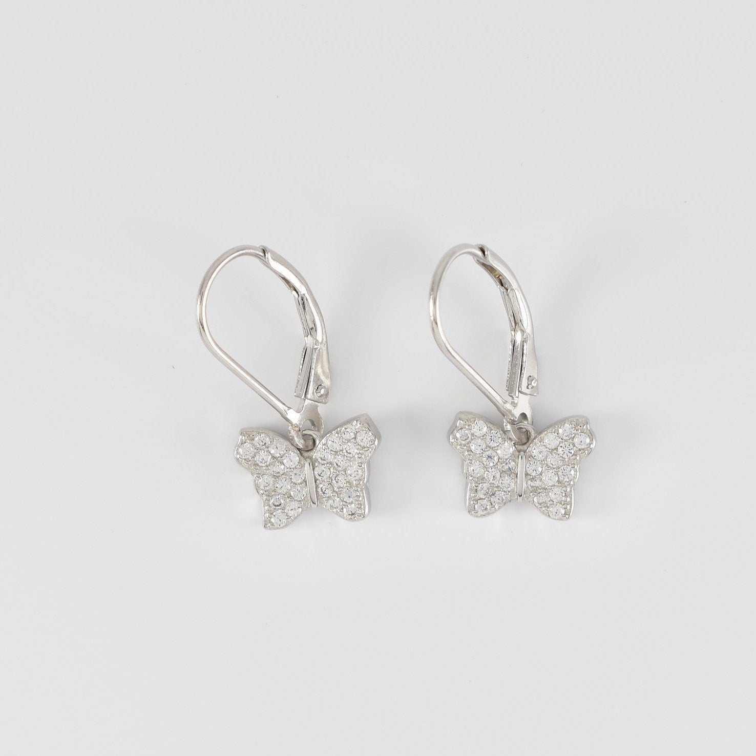 Butterfly Drop Earrings in Sterling Silver - Gift for Teenage Girls Daughter