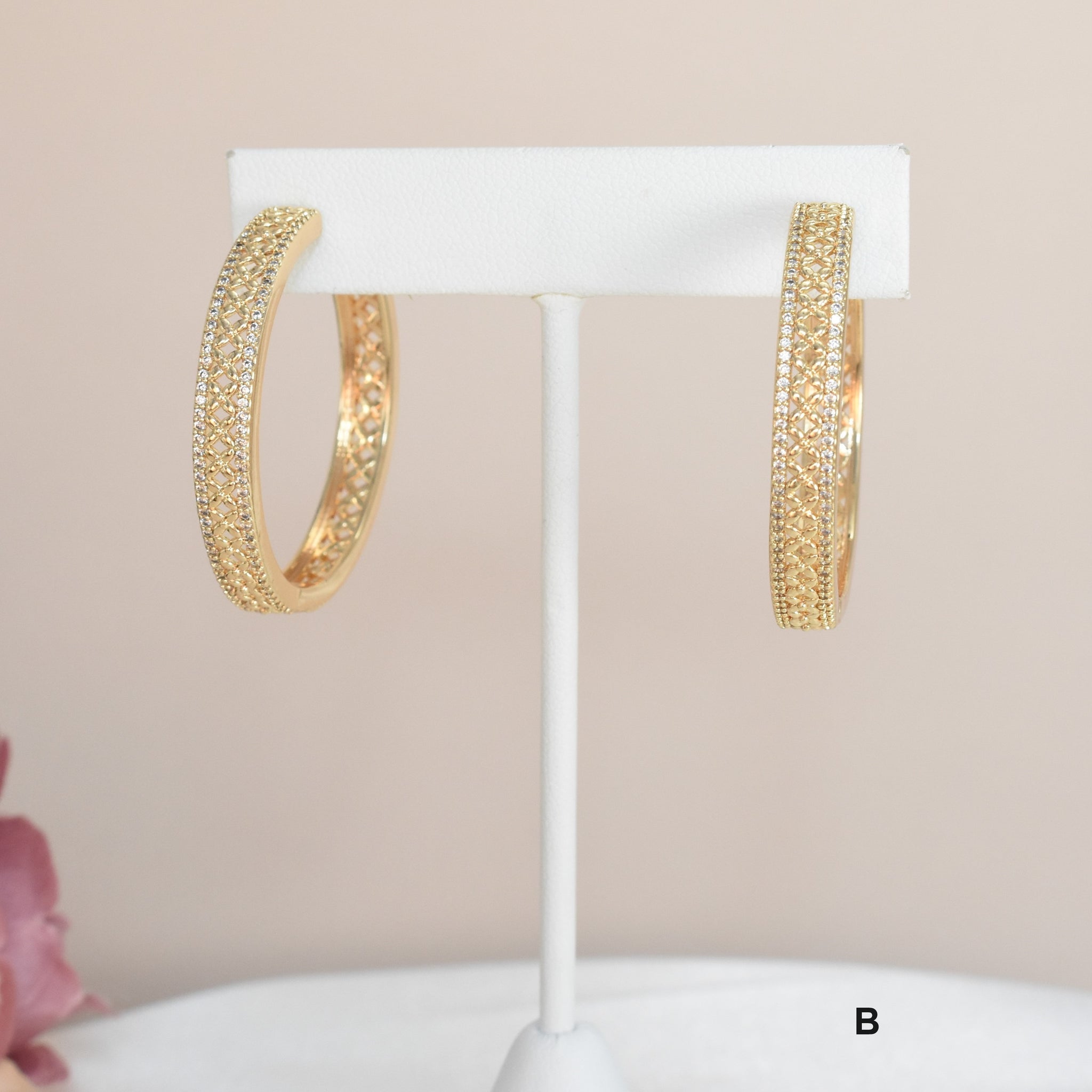 Large Huggie Hoops,Gold Plated Hoop Earrings,Large Earrings with CZ,Gift For Her