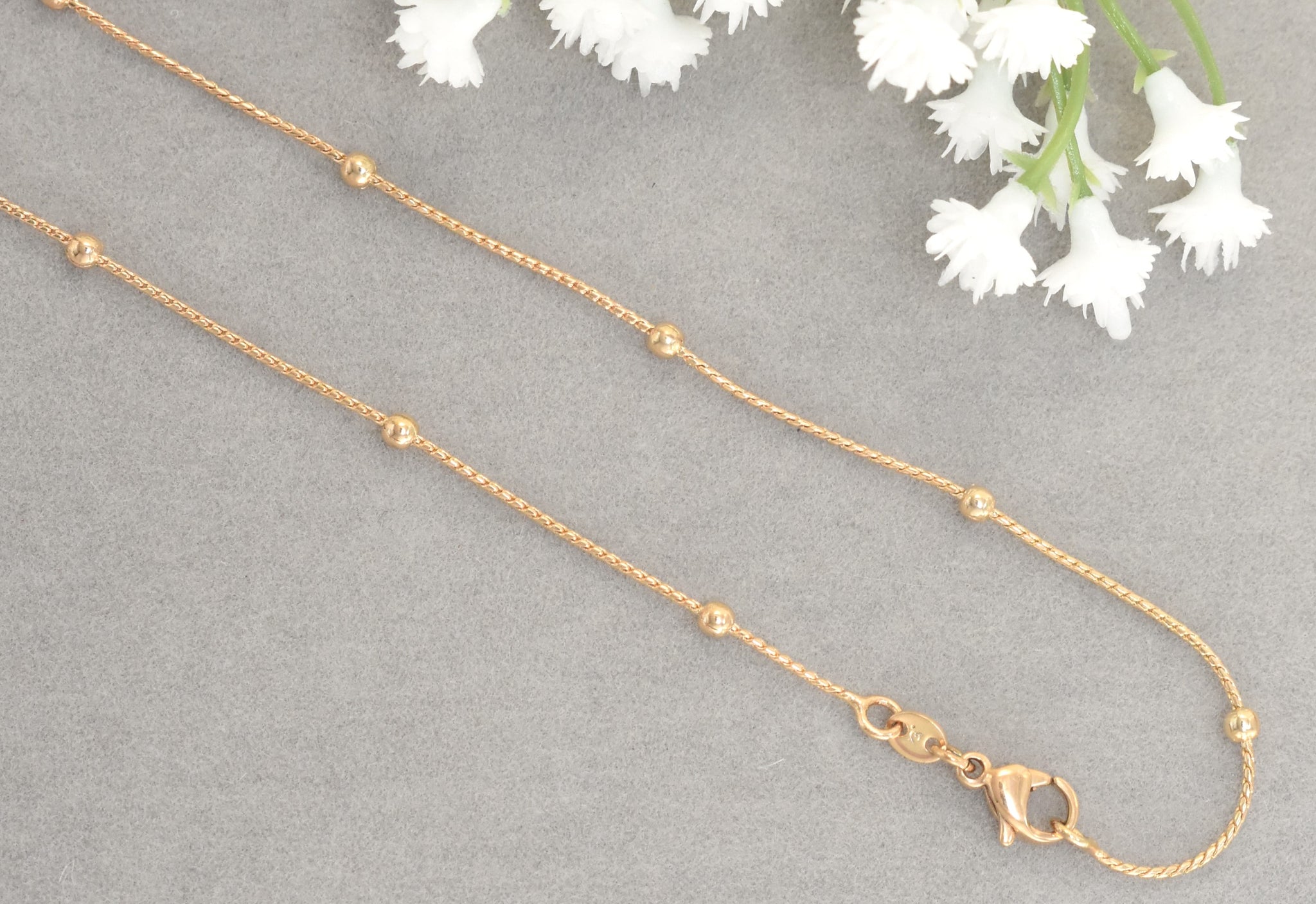 Thin Beaded Gold Chain - Dainty Gold Plated Necklace for Everyday Layering - Minimalist Jewelry