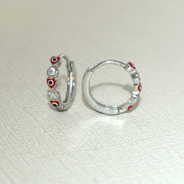 Heart Huggies,925 Silver Earrings, Multi Color Heart CZ Huggie Hoop Earrings, Gift for her