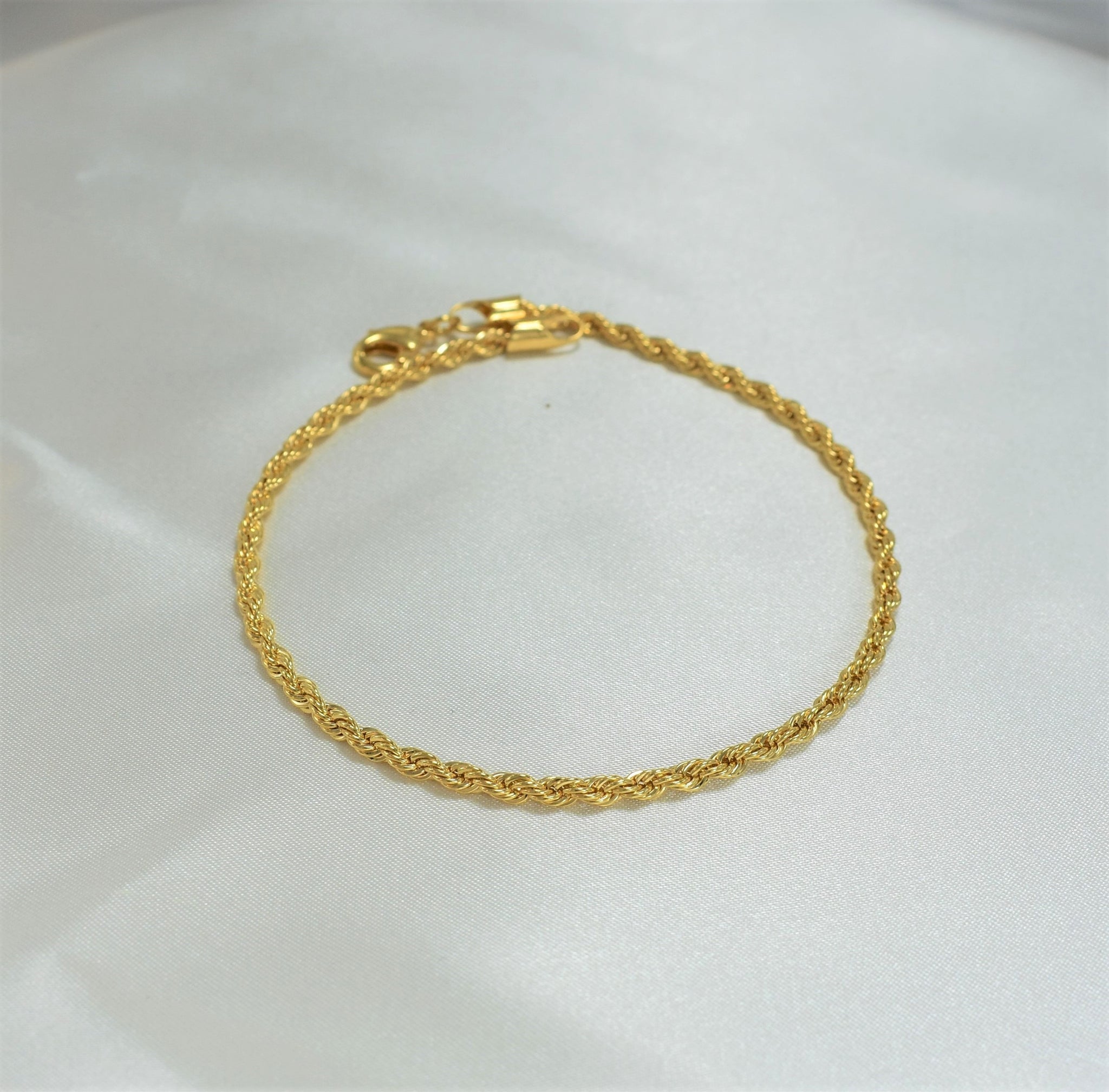 Twisted Rope Chain Anklet - Gold Plated Tobillera Everyday Minimalist Anklet for Women