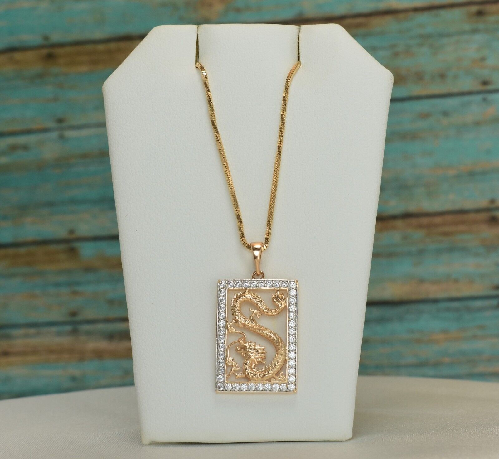 Dragon Pendant Necklace - 14K Gold Plated Charm Necklace for Men, Women