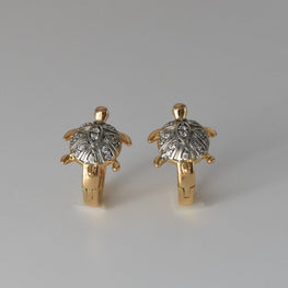 Sea Turtle Huggies - Gold Plated Dainty Small Earrings for Everyday Stacking - Gift for Daughter