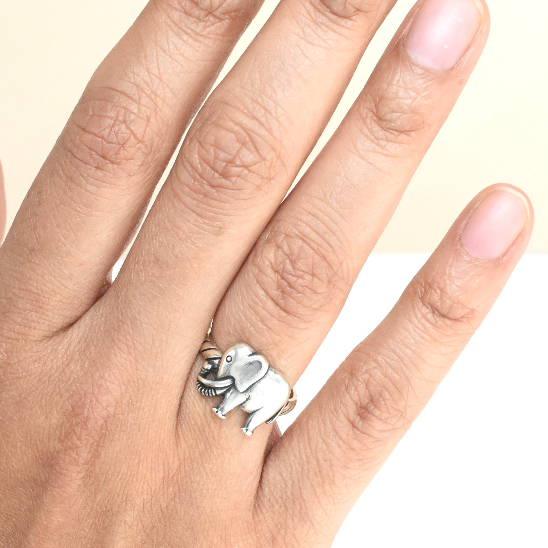 Elephant Ring Sterling Silver Protection Ring Anillo de Elefante Good Luck Ring