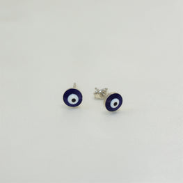 Red Blue Evil Eye studs Sterling Silver Round Protection Earrings Gift For her