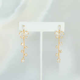 Bridal Earrings 14K Gold Plated Studs Bridal Jewelry Floral Drop Earrings