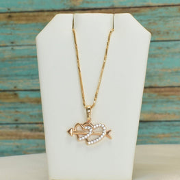 Heart and Arrow Pendant Necklace - Heart 14K Gold Plated Necklace - Women, Unisex