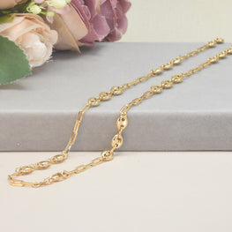 Puffed Mariner Anklet, Gold Plated Tobillera Paper Clip Chain and Anklet - Gift for her