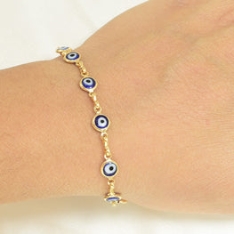 Blue Baby Evil Eye Bracelet Ojo Pulsera Protection Bracelet - 5.5"