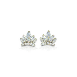 Princess Crown Sterling Silver Studs Earrings - Gift for Daughter