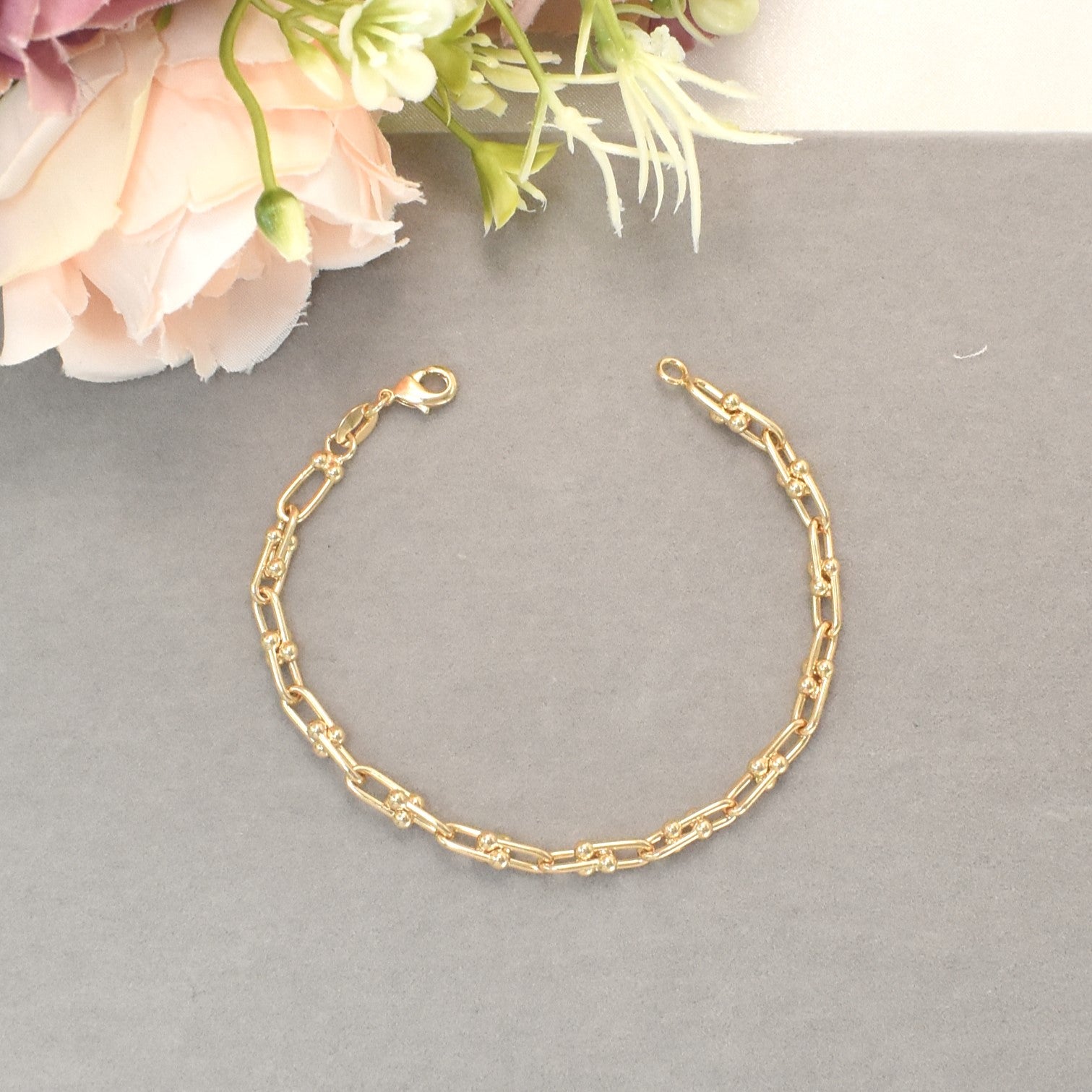 U-Link Chain Bracelet - Gold Plated Bracelet - Gold Statement Bracelet Trendy Bracelet