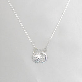 Sun Moon Pendant Sterling Silver Crescent and Sun Split Necklace Jewelry Set Best Gift