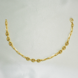 Puffed Mariner Anklet - Gold Plated Tobillera Paper Clip Chain Anklet - Size 10"