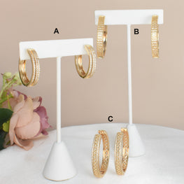 Large Huggie Hoops,Gold Plated Hoop Earrings,Large Earrings with CZ,Gift For Her