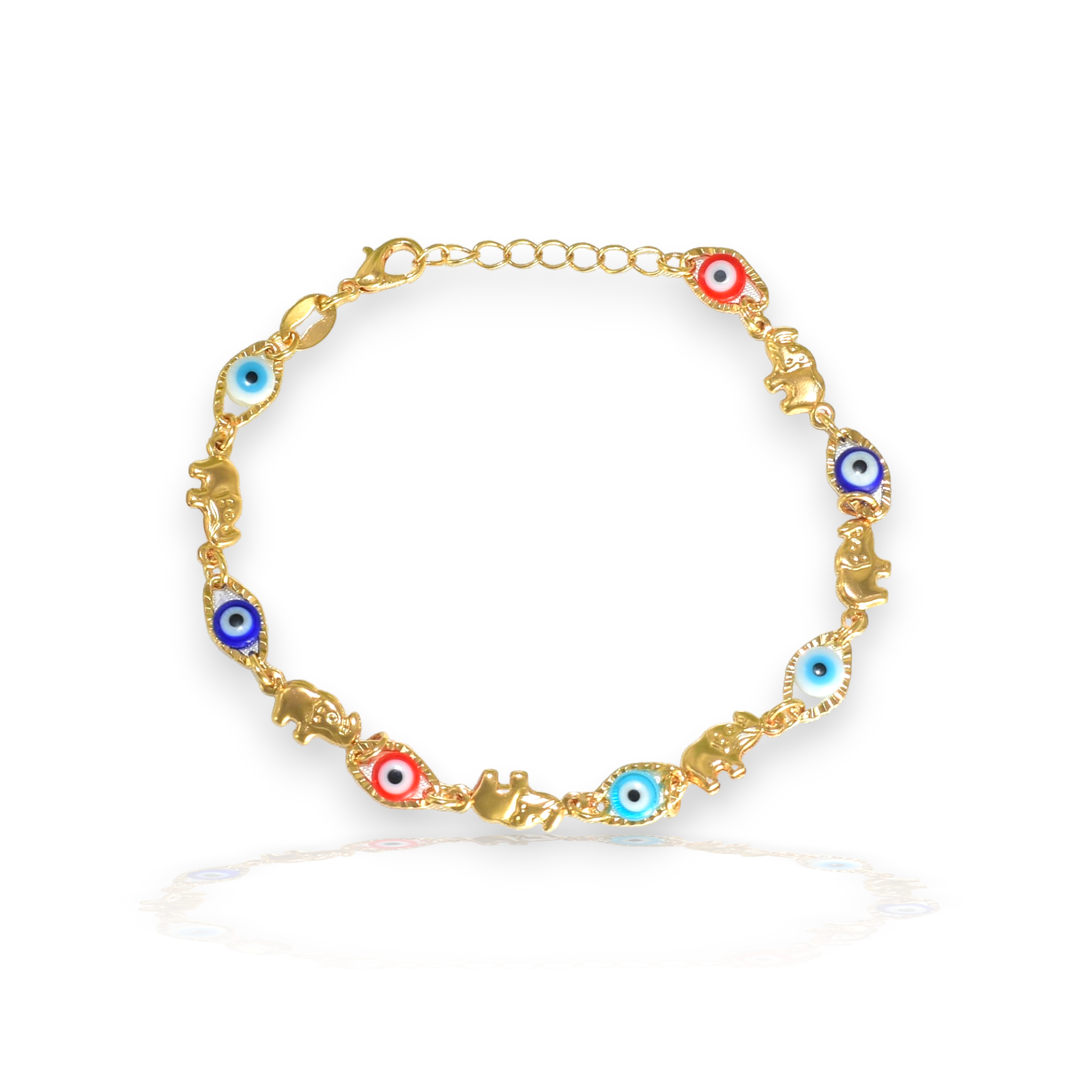 Evil Eye Elephant Bracelet Ojo Pulsera Protection Luck Bracelet - 7.5"