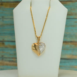 Broken Heart Pendant Necklace - Gold Plated Charm Necklace for Women