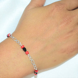 Azabache Bracelet, 925 Silver Pulsera, Red Black Beads Bracelet for Kids,Adults