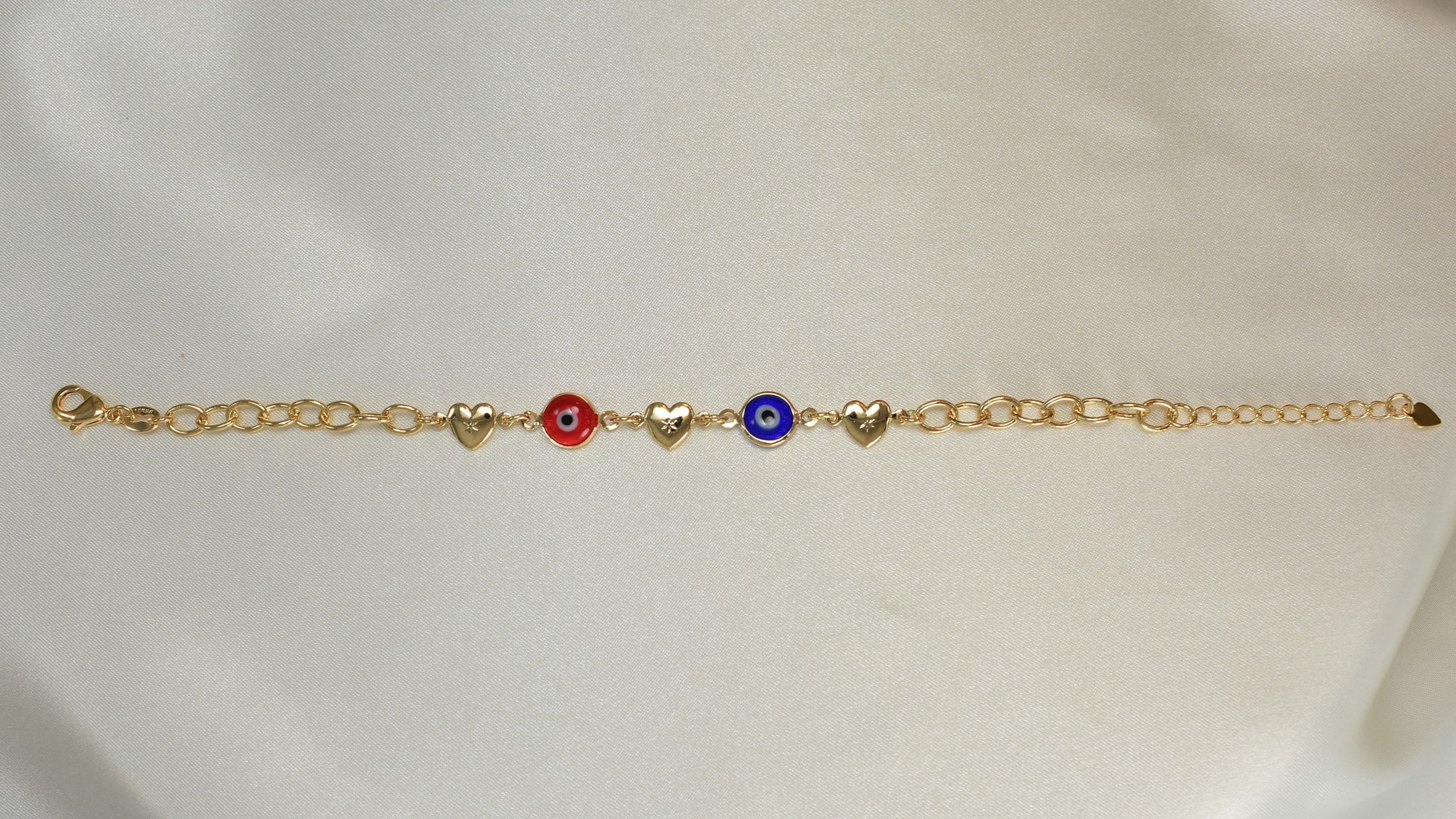 Evil Eye Link Chain Bracelet - Gold Plated Ojo Protection Pulsera For Everyday Minimalist Look