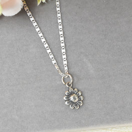 Daisy Flower Pendant Necklace 925 Sterling Silver Floral Chain Daisy Charm Gift For her