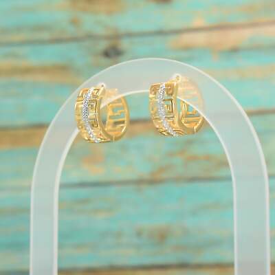 Greek Key Huggies Hoops - Gold Plated Everyday Earrings Perfect Gift for Wife