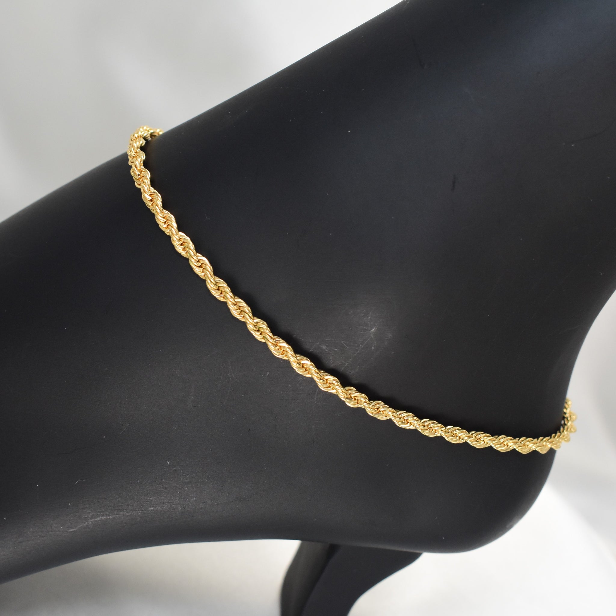 Twisted Rope Chain Anklet - Gold Plated Tobillera Everyday Minimalist Anklet for Women