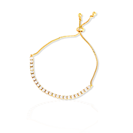 Tennis Adjustable Bracelet - Gold Plated Minimalist Bracelet 10" - Gift for Bridesmaids