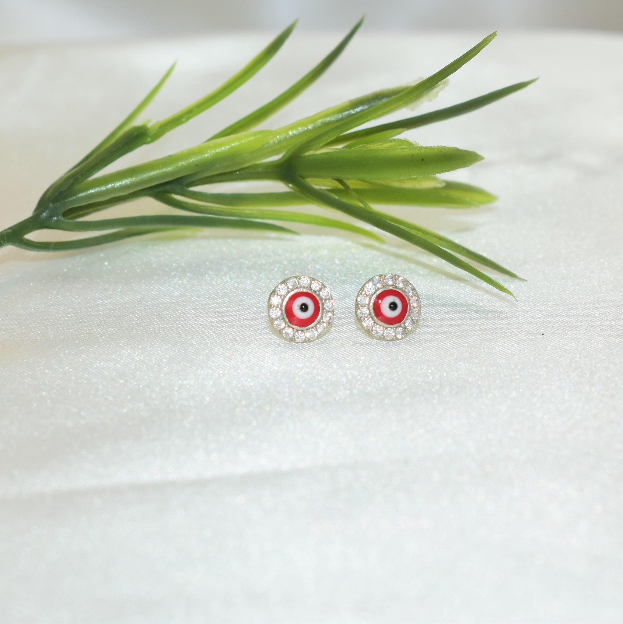 Evil Eye Studs Sterling Silver Earrings Protection Charm Studs, Gift for her