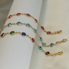 Evil Eye Bracelets, 14K Gold Plated Protection Bracelet, Blue, Red, Multi -Baby