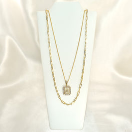 A-Z Initial Pendant Gold Plated Inital with Curb Chains Pendant Necklaces, PaperClip Layering Necklaces