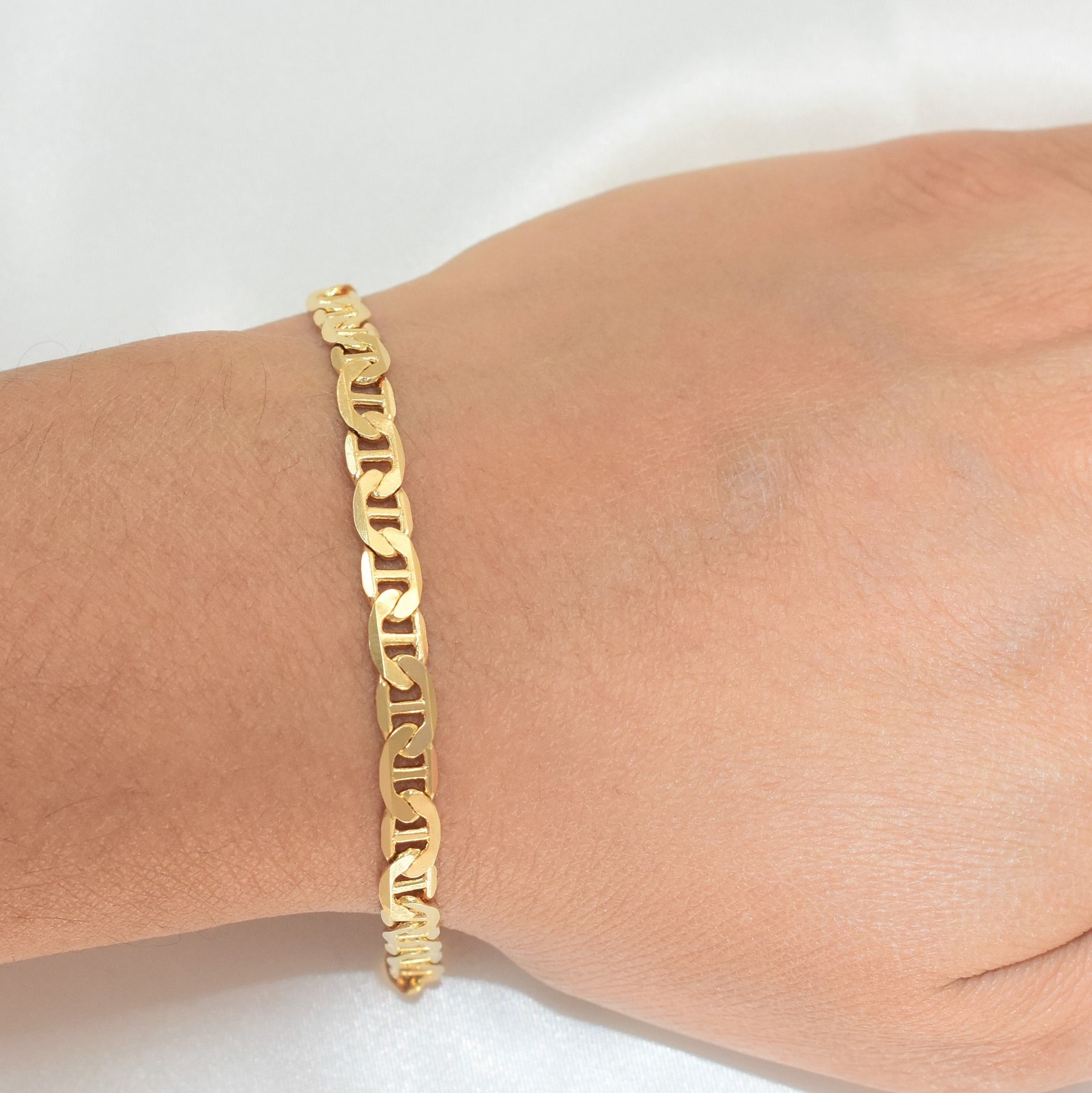 Figaro Mariner Cuban Paper Clip Link Chain Bracelets - Gold Plated Everyday Bracelet Stack for her