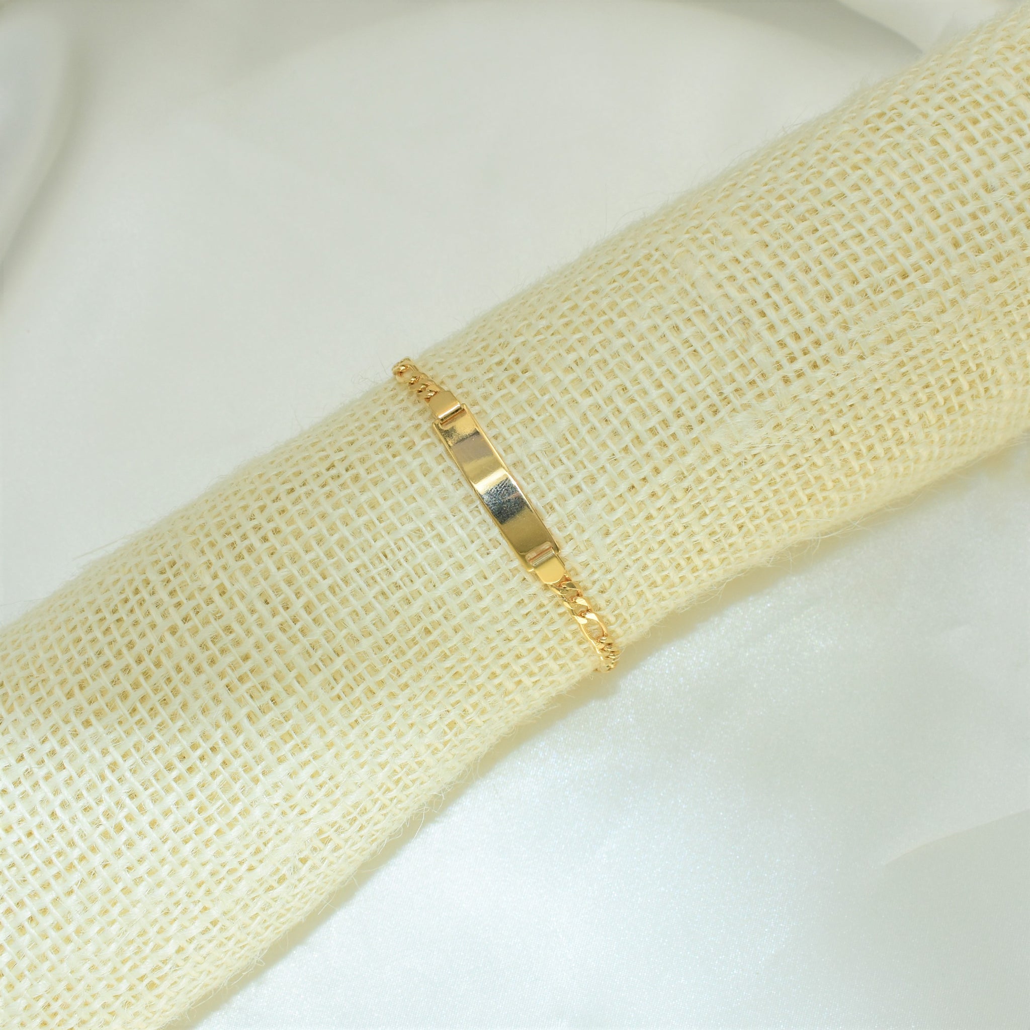 Baby ID Bracelets-Figaro Style- Cuban Style ID Bracelet - Gold Plated Bracelet-6"