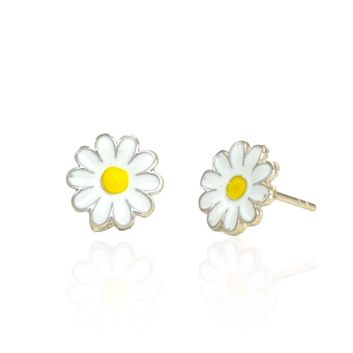 Sterling Silver Daisy flower Stud Earrings and Necklace Jewelry Set Gift For Her