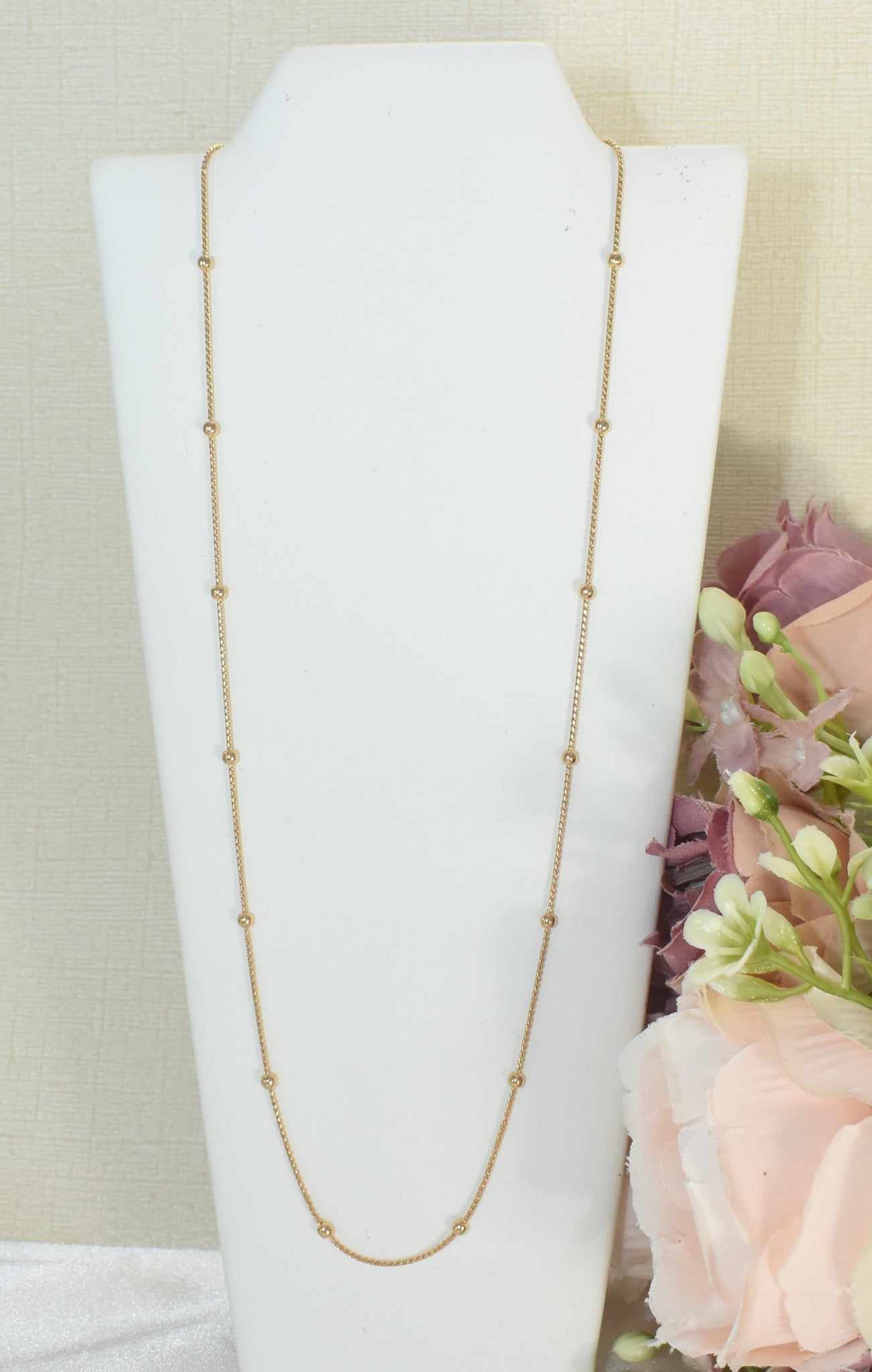 Thin Beaded Gold Chain - Dainty Gold Plated Necklace for Everyday Layering - Minimalist Jewelry