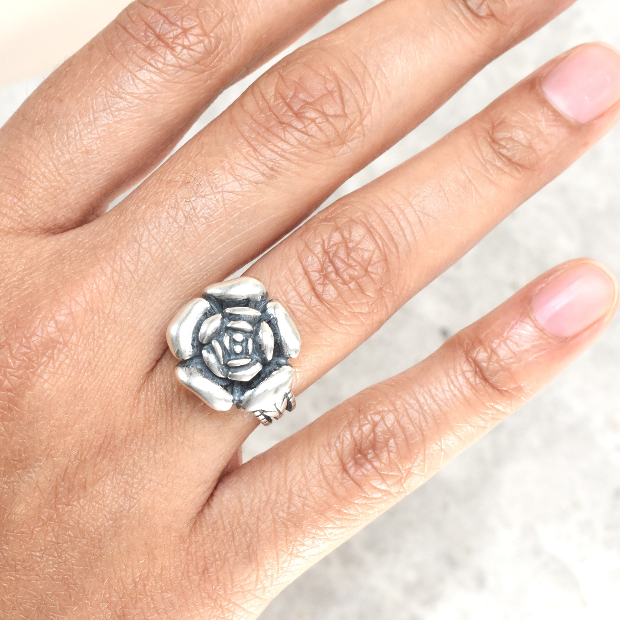 Rose Ring Sterling Silver Silver Rose Leaf Vine Ring Vintage Rose Ring Gift