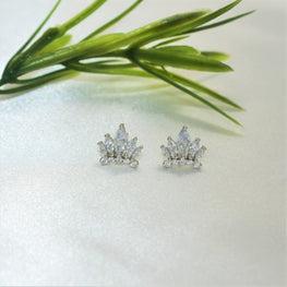 Princess Crown Sterling Silver Studs Earrings - Gift for Daughter