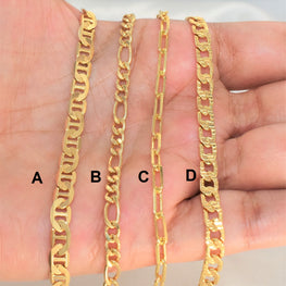 Figaro Mariner Cuban Paper Clip Link Chain Bracelets - Gold Plated Everyday Bracelet Stack for her