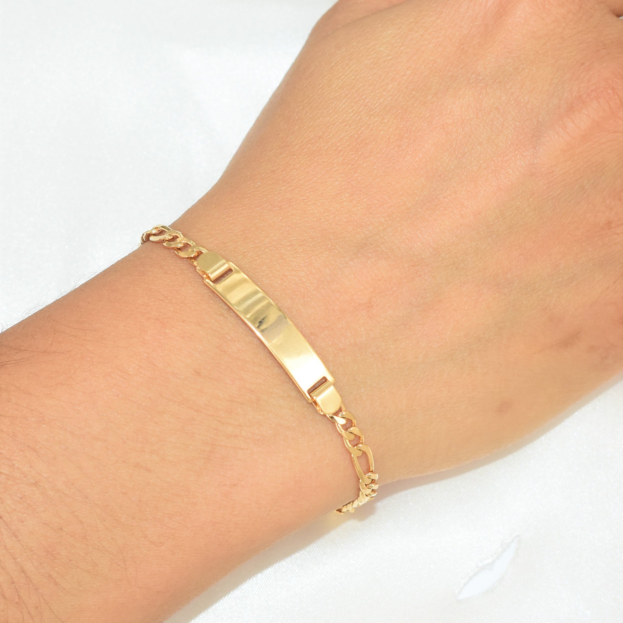 Baby ID Bracelets-Figaro Style- Cuban Style ID Bracelet - Gold Plated Bracelet-6"