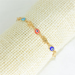 Evil Eye Elephant Bracelet Ojo Pulsera Protection Luck Bracelet - 7.5"