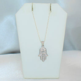 Hamsa Hand Pendant with Star of David Necklace - 925 Sterling Silver Necklace - Protection Jewelry