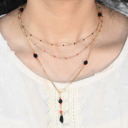 Azabache Necklace Layering Thin Beaded Chains - Everyday Trending Gold Plated Jewelry for her