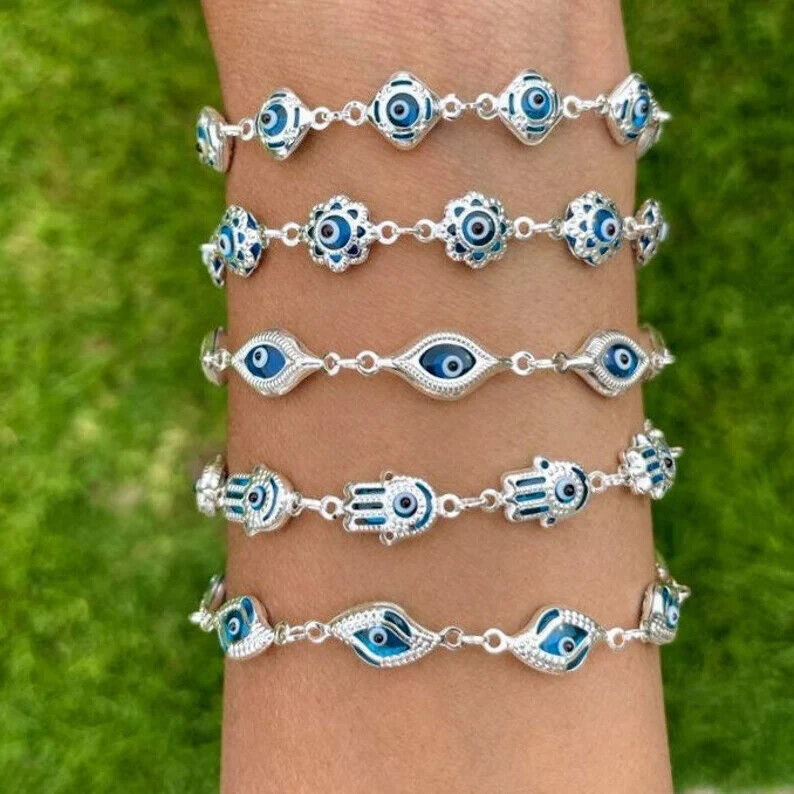 Blue Evil Eye Bracelet - 925 Sterling Silver - Protection Bracelet -Gift for her