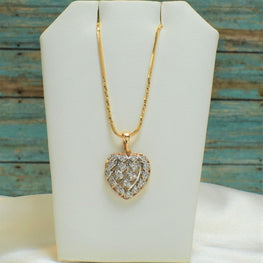 Gold Heart Pendant - Gold Plated Love Charm Necklace for Women - Gift for Wife