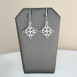 Witch Knot Celtic Sterling Silver Earrings - Nudo de Bruja - Dangle Drop Earrings for Her