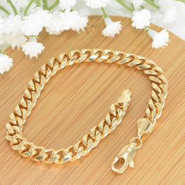 Cuban Miami Bracelets Gold Plated Pulsera Men's Bracelet Gift For Men- 6mm